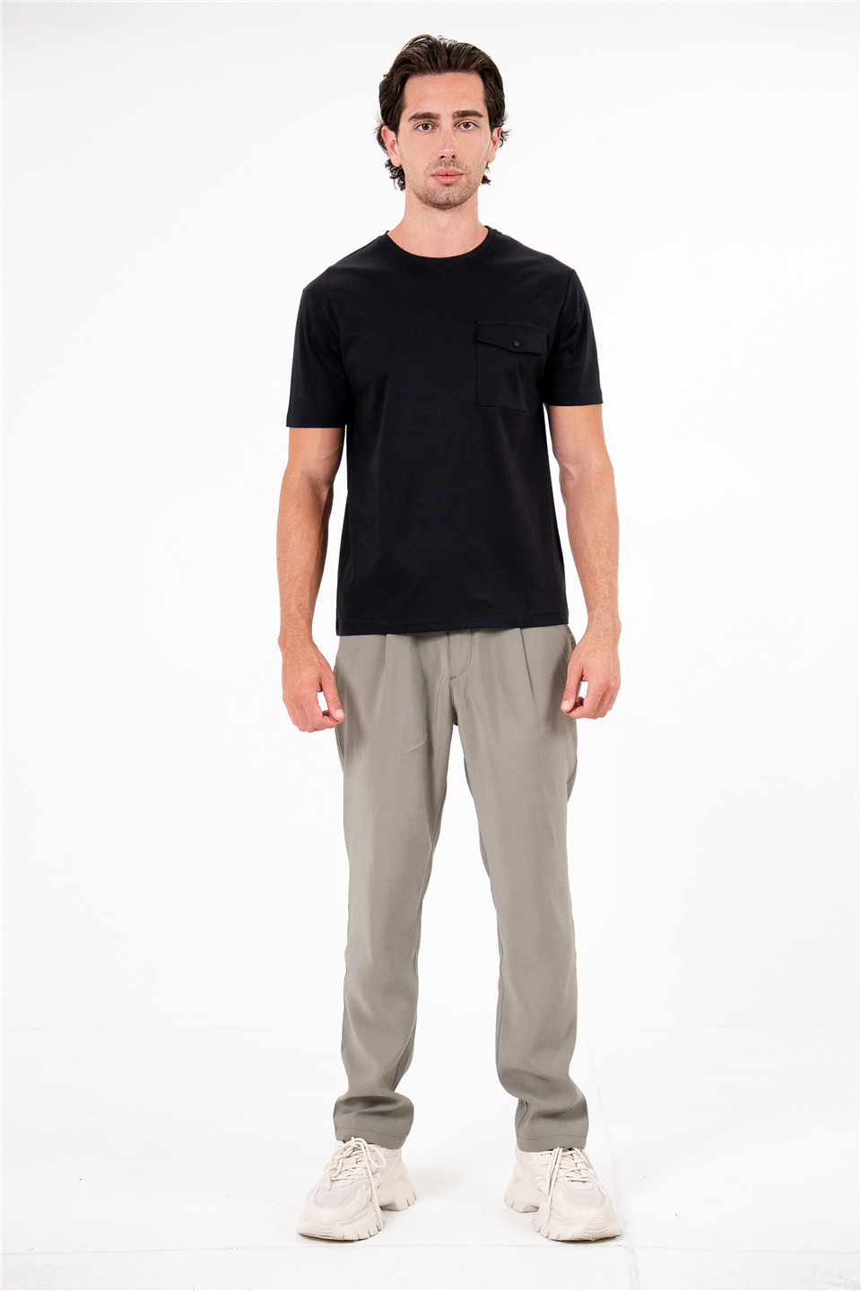Bisiklet Yaka Cepli Regular Erkek T-Shirt
