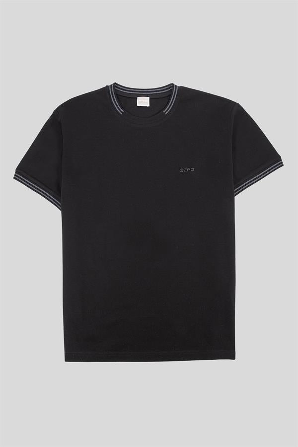 Bisiklet Yaka Çizgi Detaylı Pike T-Shirt