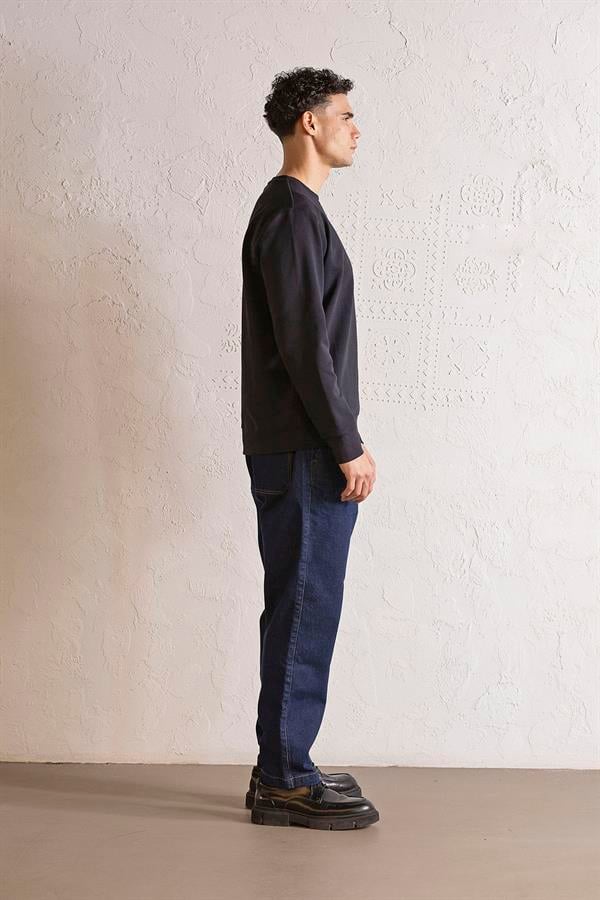 GMG Firenze-Bisiklet Yaka Denim Cepli Erkek Sweatshirt-SWEATSHIRT-2-Milagron.com