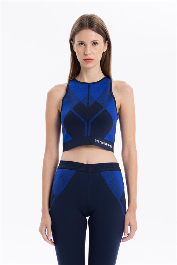 GMG Firenze-Bisiklet Yaka Desenli Midi Top Crop-TOP-6-Milagron.com