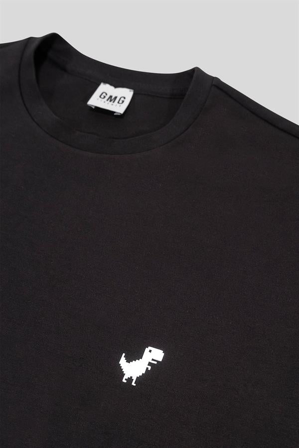 Bisiklet Yaka Dinozor Baskılı Oversize Erkek T-Shirt