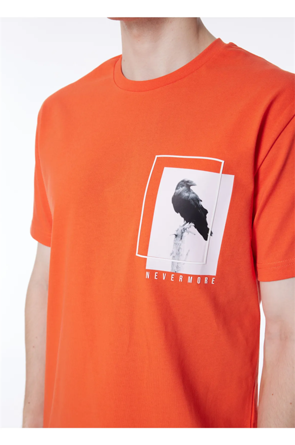 GMG Firenze-Bisiklet Yaka Göğsü Baskılı %100 Pamuk Oversize T-Shirt-T-Shirts-2-Milagron.com