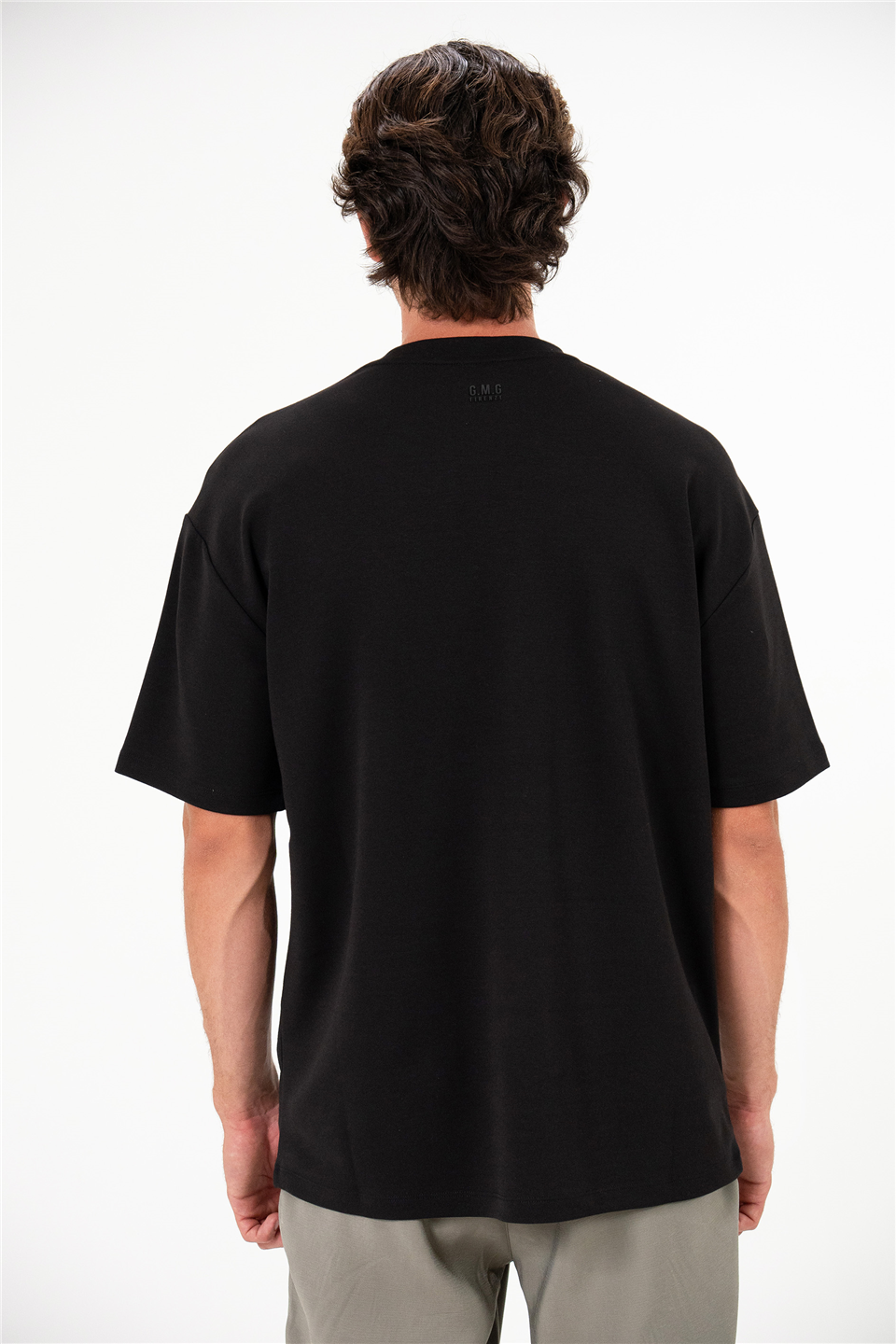 Bisiklet Yaka Göğsü Piksel Kalp Baskılı Erkek T-Shirt