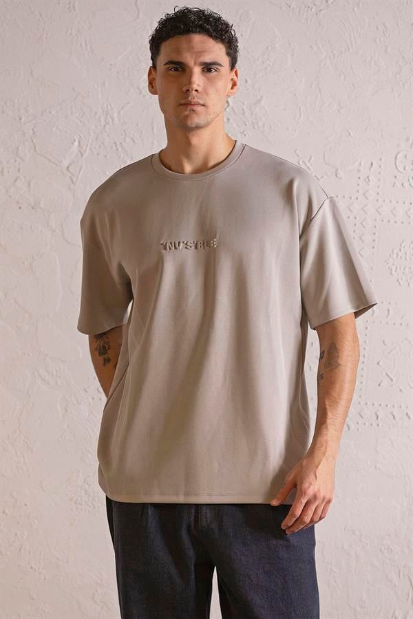GMG Firenze-Bisiklet Yaka Invisible Baskılı Oversize Erkek T Shirt-KISA KOL-8-Milagron.com