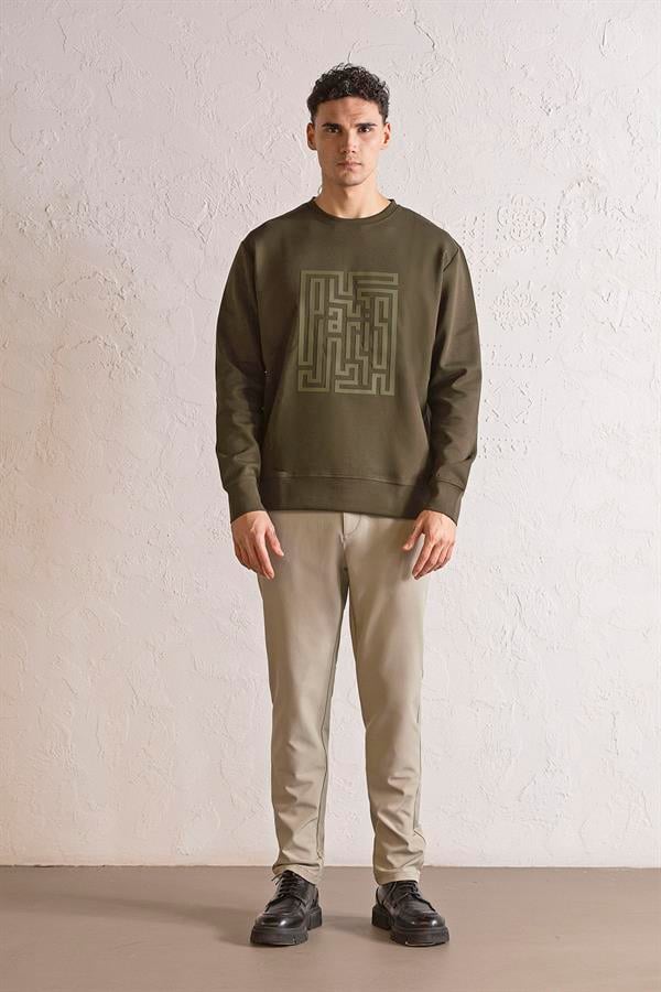 GMG Firenze-Bisiklet Yaka Kabartma Baskılı Erkek Sweatshirt-SWEATSHIRT-1-Milagron.com