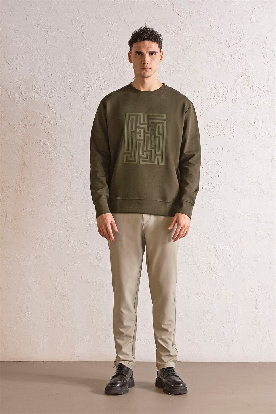 GMG Firenze-Bisiklet Yaka Kabartma Baskılı Erkek Sweatshirt-Winter'26-1-Milagron.com