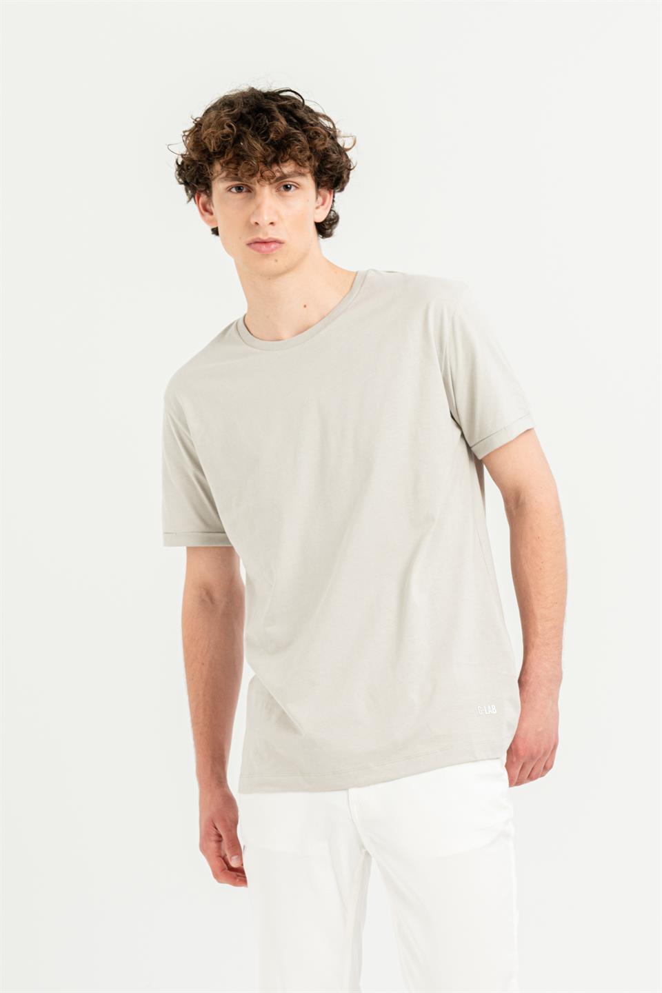 Bisiklet Yaka Kol Ucu Duble %100 Pamuk Slim Fit Erkek T-Shirt
