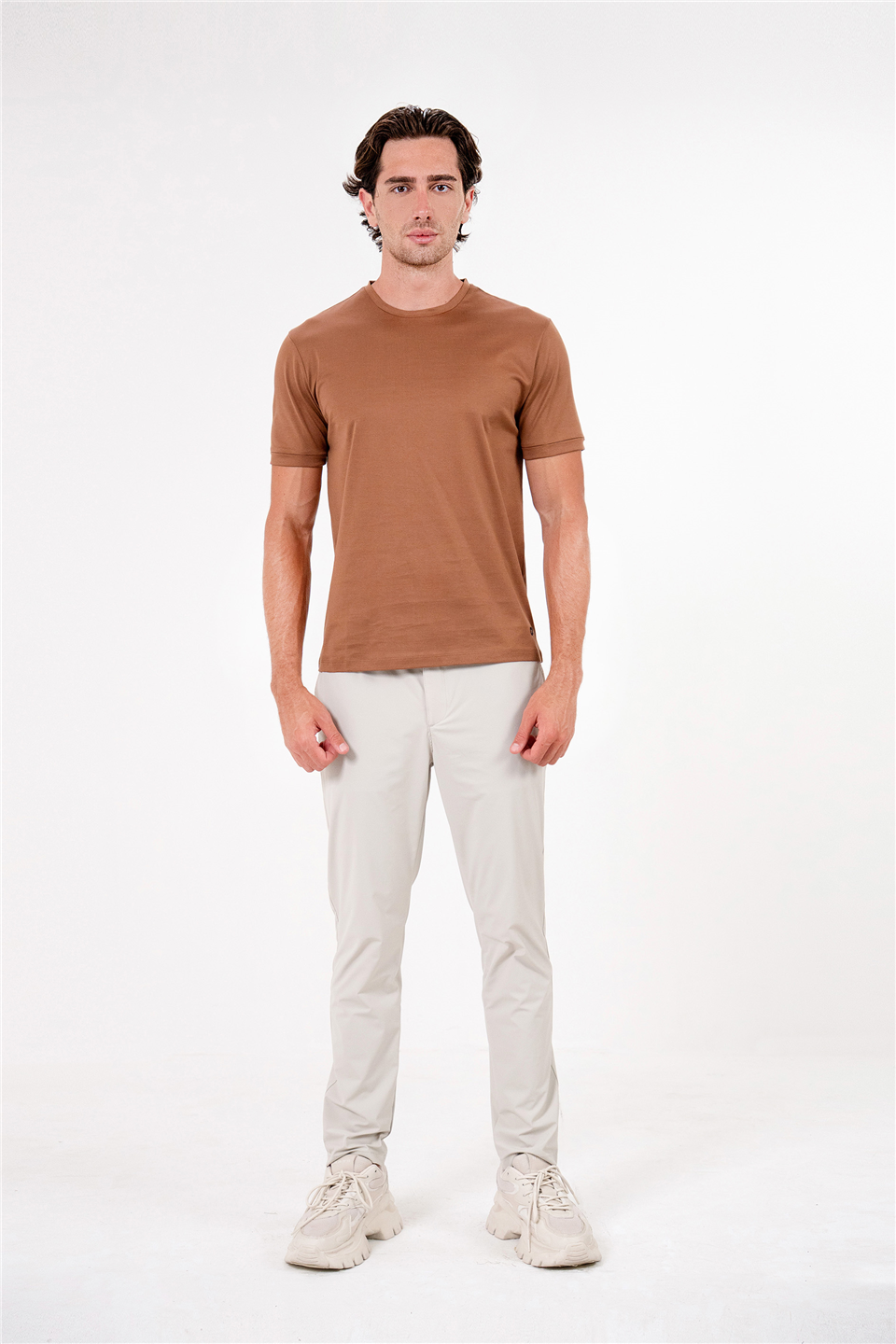 Bisiklet Yaka Kol Ucu Duble Basic Erkek T-Shirt