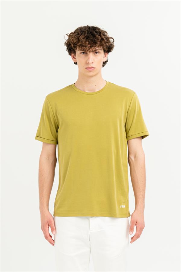 Bisiklet Yaka Kol Ucu Duble Slim Fit Erkek T-Shirt