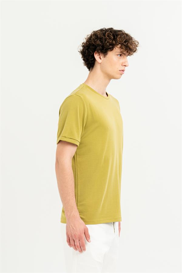 Bisiklet Yaka Kol Ucu Duble Slim Fit Erkek T-Shirt