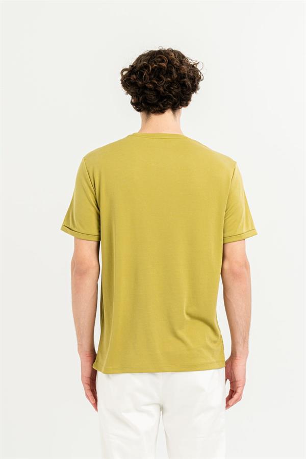 Bisiklet Yaka Kol Ucu Duble Slim Fit Erkek T-Shirt