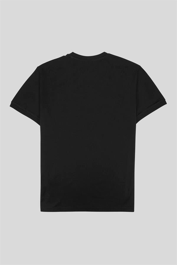 Bisiklet Yaka Logo Detaylı %100 Pamuk Merserize Erkek T-Shirt