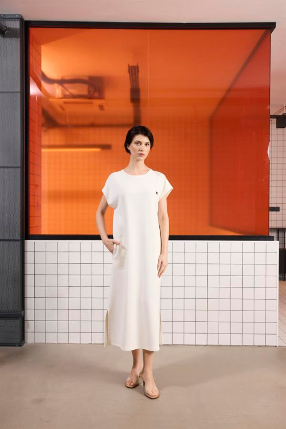 GMG Firenze-Bisiklet Yaka Modal Uzun Kadın Elbise-Elbise-1-Milagron.com