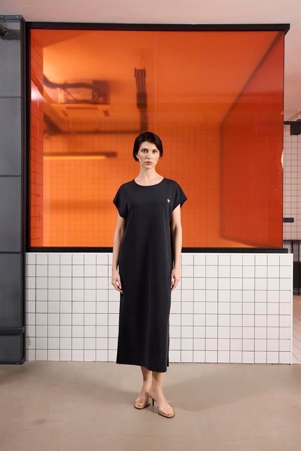 GMG Firenze-Bisiklet Yaka Modal Uzun Kadın Elbise-Elbise-5-Milagron.com