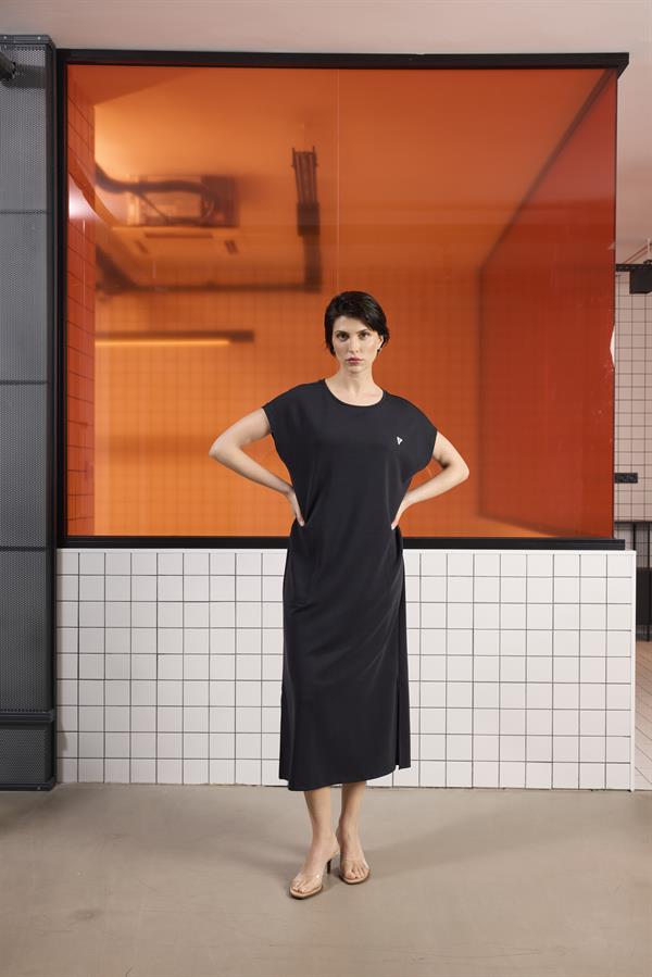 GMG Firenze-Bisiklet Yaka Modal Uzun Kadın Elbise-Elbise-7-Milagron.com