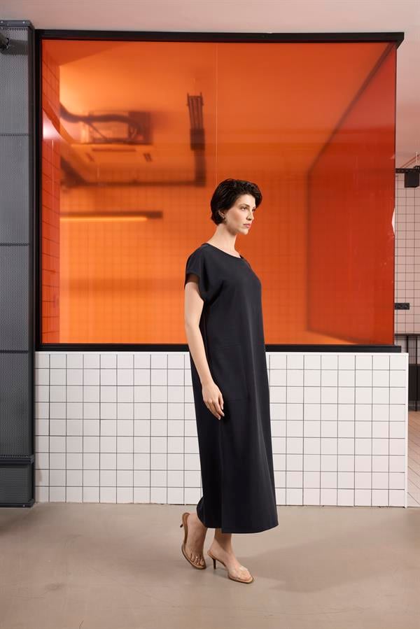 GMG Firenze-Bisiklet Yaka Modal Uzun Kadın Elbise-Elbise-8-Milagron.com