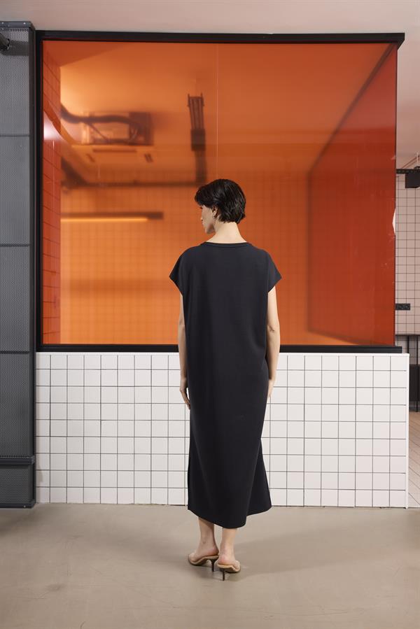 GMG Firenze-Bisiklet Yaka Modal Uzun Kadın Elbise-Elbise-9-Milagron.com