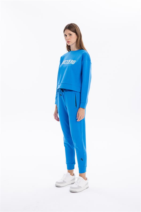 Bisiklet Yaka Numeroloji Baskılı Kadın Sweatshirt