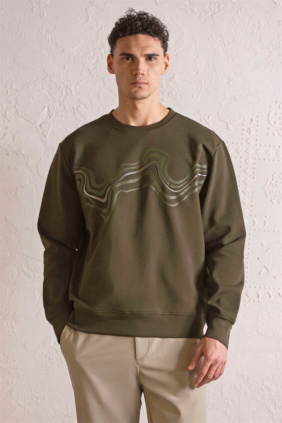 GMG Firenze-Bisiklet Yaka Önü Dalga Baskılı Erkek Sweatshirt-Winter'26-5-Milagron.com