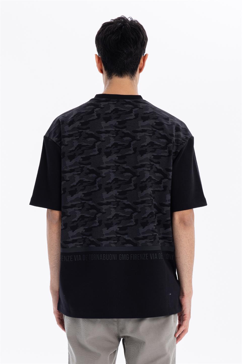 Bisiklet Yaka Oversize Kamuflaj Erkek T-Shirt