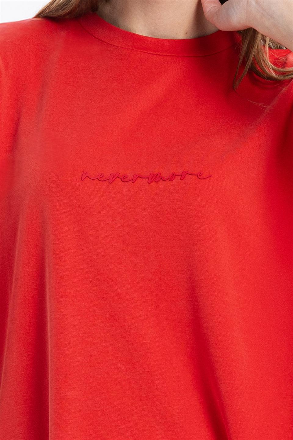 Bisiklet Yaka Oversize Sırtı Açık Kadın T-Shirt