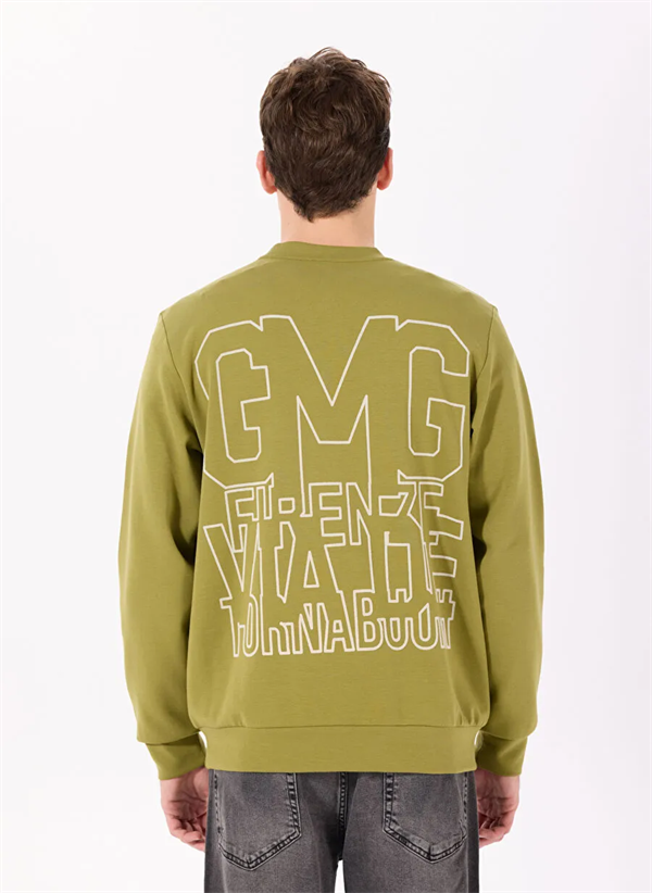 GMG Firenze-Bisiklet Yaka Sırtı Flok Göğsü Yıldız Baskılı Erkek Sweatshirt-Sweatshirts & Hoodies-3-Milagron.com