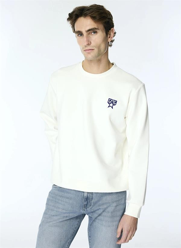 GMG Firenze-Bisiklet Yaka Sırtı Flok Göğsü Yıldız Baskılı Erkek Sweatshirt-Sweatshirts & Hoodies-5-Milagron.com