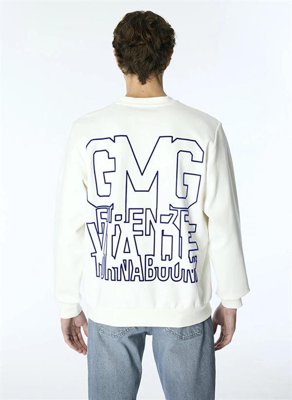 GMG Firenze-Bisiklet Yaka Sırtı Flok Göğsü Yıldız Baskılı Erkek Sweatshirt-Sweatshirts & Hoodies-8-Milagron.com