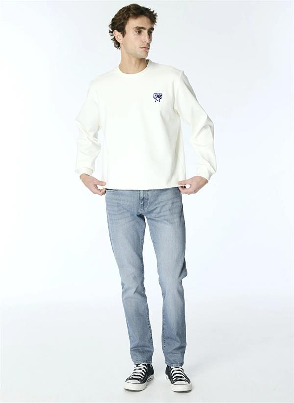 GMG Firenze-Bisiklet Yaka Sırtı Flok Göğsü Yıldız Baskılı Erkek Sweatshirt-Sweatshirts & Hoodies-9-Milagron.com