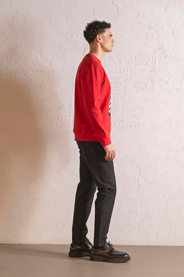 GMG Firenze-Bisiklet Yaka Siyah Beyaz Baskılı Erkek Sweatshirt-SWEATSHIRT-2-Milagron.com