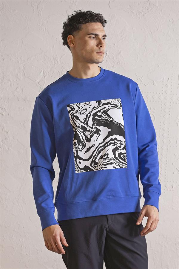 GMG Firenze-Bisiklet Yaka Siyah Beyaz Baskılı Erkek Sweatshirt-SWEATSHIRT-9-Milagron.com