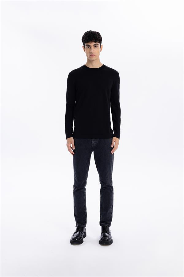 Bisiklet Yaka Slim Fit Basic Erkek Triko Kazak