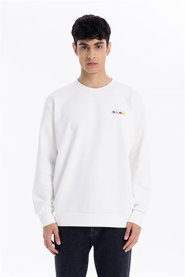 GMG Firenze-Bisiklet Yaka Slim Fit Baskılı Erkek Sweatshirt-SWEATSHIRT-1-Milagron.com