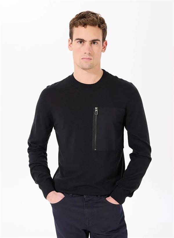 GMG Firenze-Bisiklet Yaka Slim Fit Fermuar Ve Garni Detaylı Erkek Kazak-KAZAK-2-Milagron.com