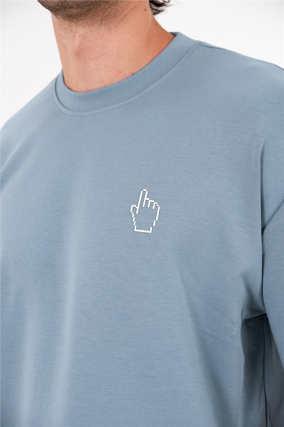 Bisiklet Yaka Sol Göğsü Baskıl Erkekı T-Shirt
