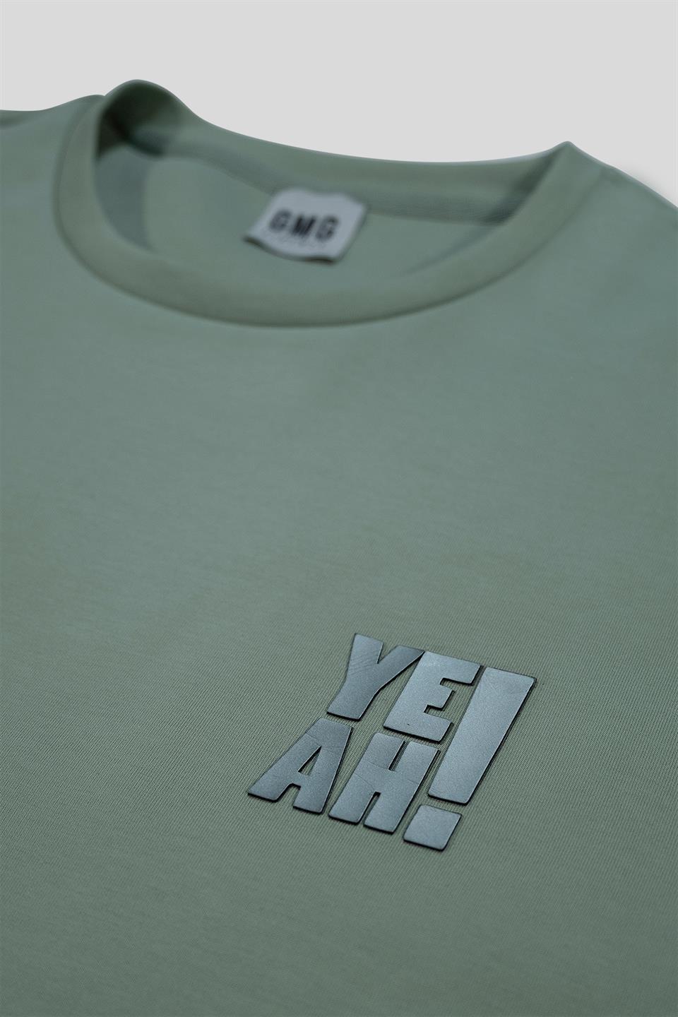 Bisiklet Yaka Yeah Baskılı Erkek T-Shirt