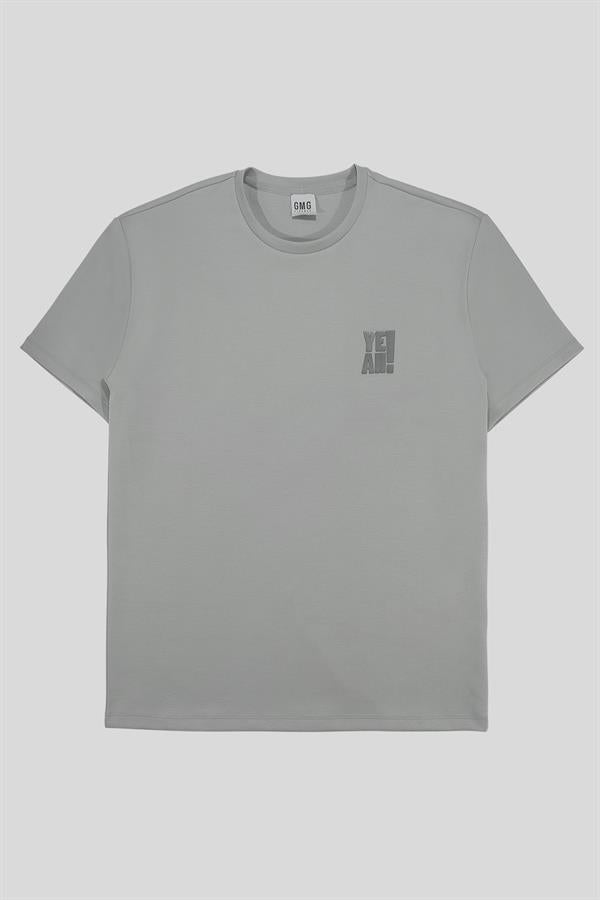 Bisiklet Yaka Yeah Baskılı Erkek T-Shirt