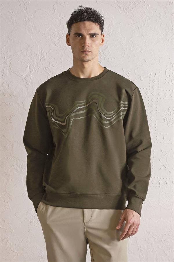 GMG Firenze-Bisiklet Yaka önü Dalga Baskılı Erkek Sweatshirt-SWEATSHIRT-4-Milagron.com