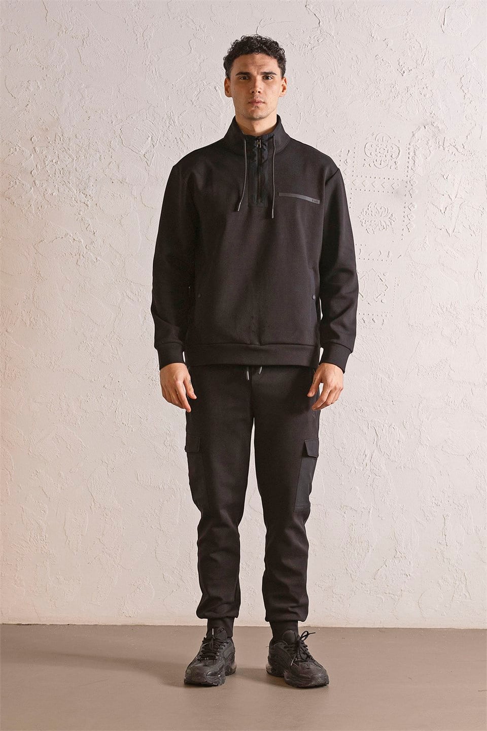 GMG Firenze-Dik Yaka Fermuar Ve Çıtçıt Detaylı Erkek Sweatshirt-Sweatshirts & Hoodies-1-Milagron.com