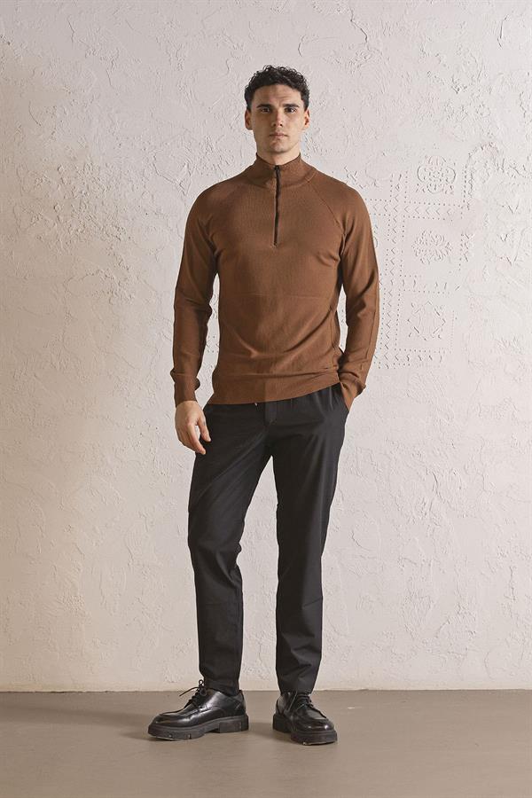 GMG Firenze-Dik Yaka Fermuarlı Reglan Kol Erkek Kazak-KAZAK-7-Milagron.com