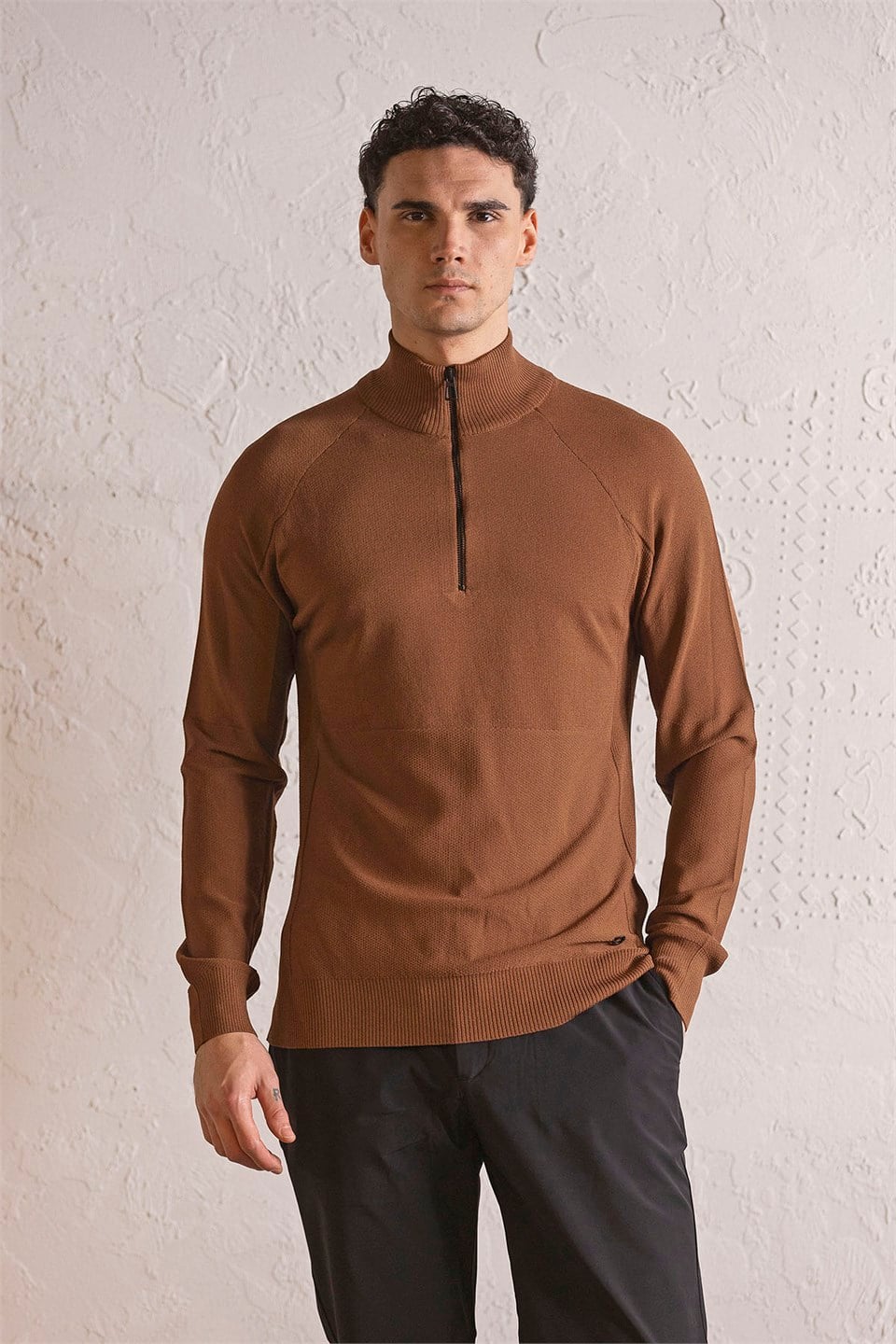 GMG Firenze-Dik Yaka Fermuarlı Reglan Kol Erkek Kazak-Kazak & Triko-5-Milagron.com