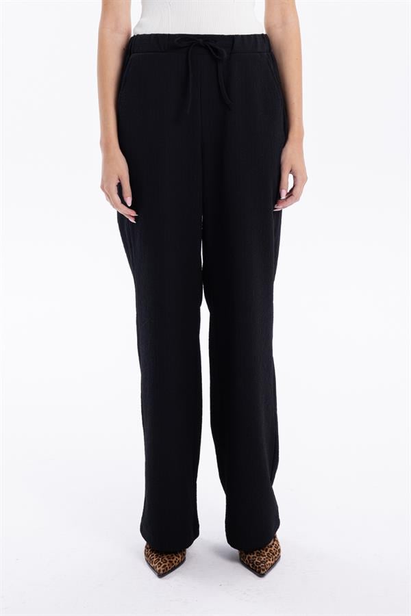 GMG Firenze-Gofre Desenli Bağcıklı Regular Kadın Dokuma Pantolon-//Özel Fi̇yatlar-9-Milagron.com