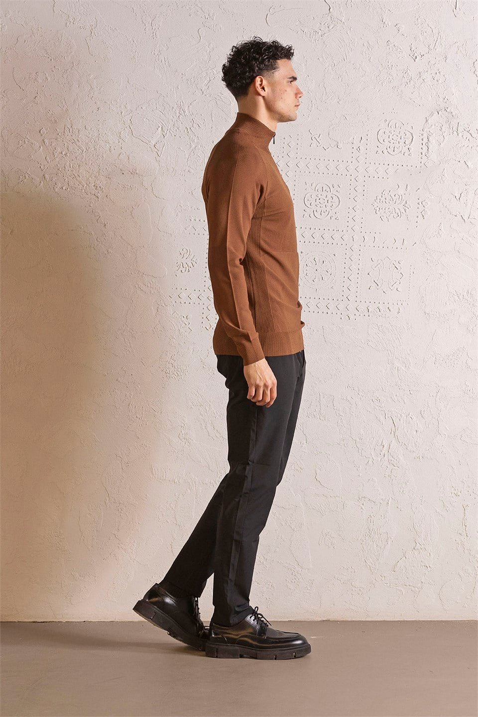 GMG Firenze-Dik Yaka Fermuarlı Reglan Kol Erkek Kazak-Kazak & Triko-3-Milagron.com