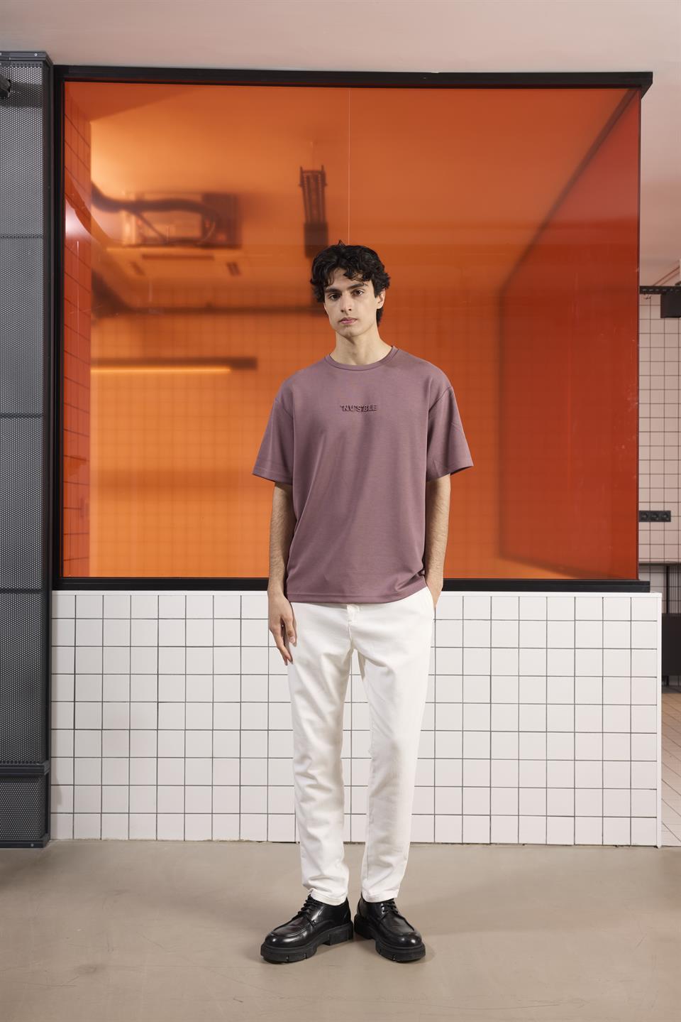 Kabartma Baskılı Modal Erkek T-Shirt