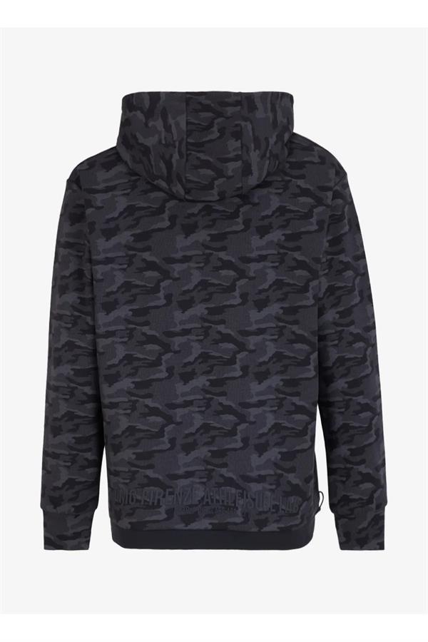 Kapişonlu Göğsü Fermuar Ve Garni Detaylı Kamuflaj Sweatshirt