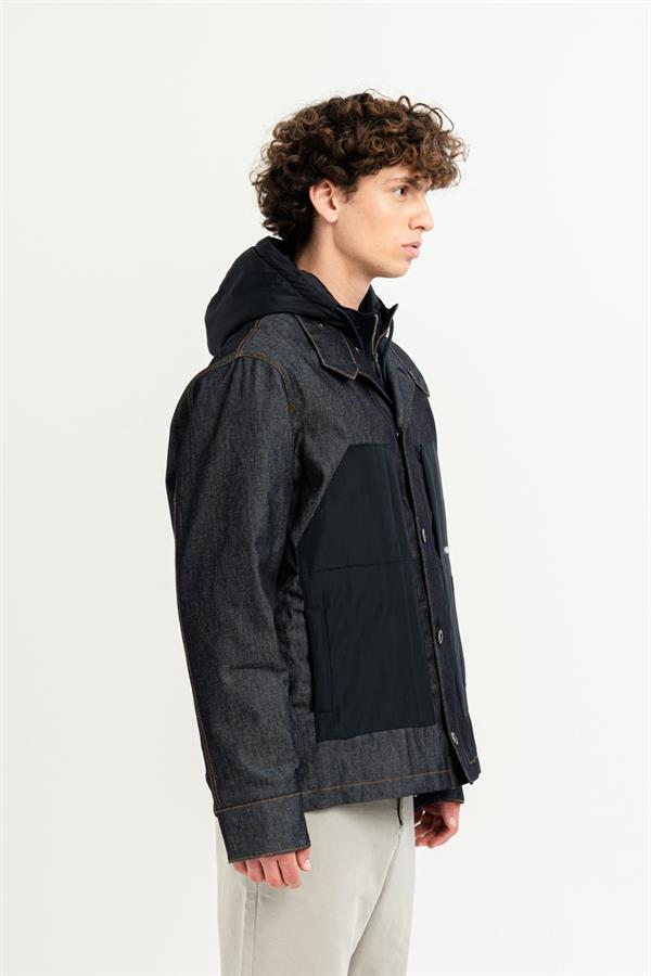 GMG Firenze-Kapüşonlu Denim Fermuar Detaylı Slim Fit Erkek Mont-MONT-4-Milagron.com