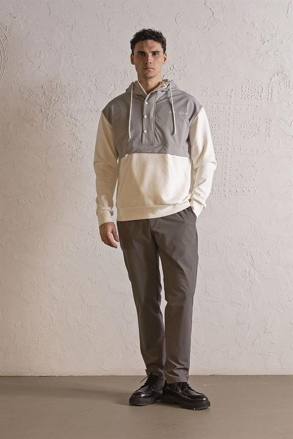 GMG Firenze-Kapüşonlu Fermuar Ve Çıtçıt Detaylı Garnili Erkek Sweatshirt-SWEATSHIRT-1-Milagron.com