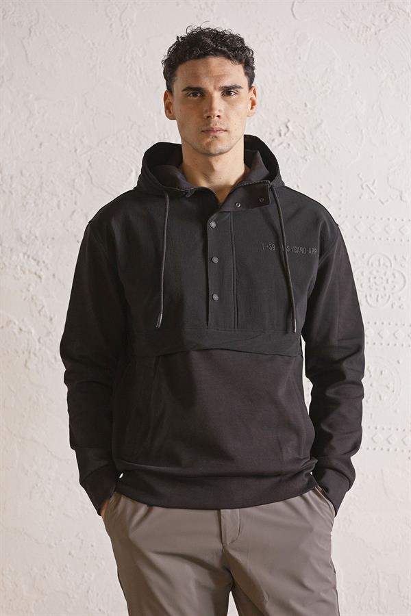 GMG Firenze-Kapüşonlu Fermuar Ve Çıtçıt Detaylı Garnili Erkek Sweatshirt-SWEATSHIRT-9-Milagron.com