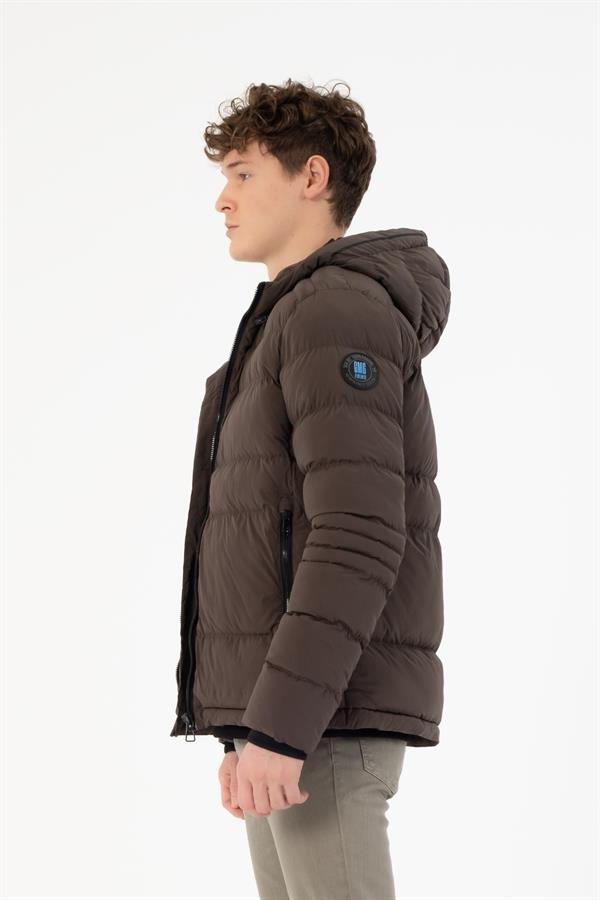 Kapüşonlu Slim Fit Erkek Mont