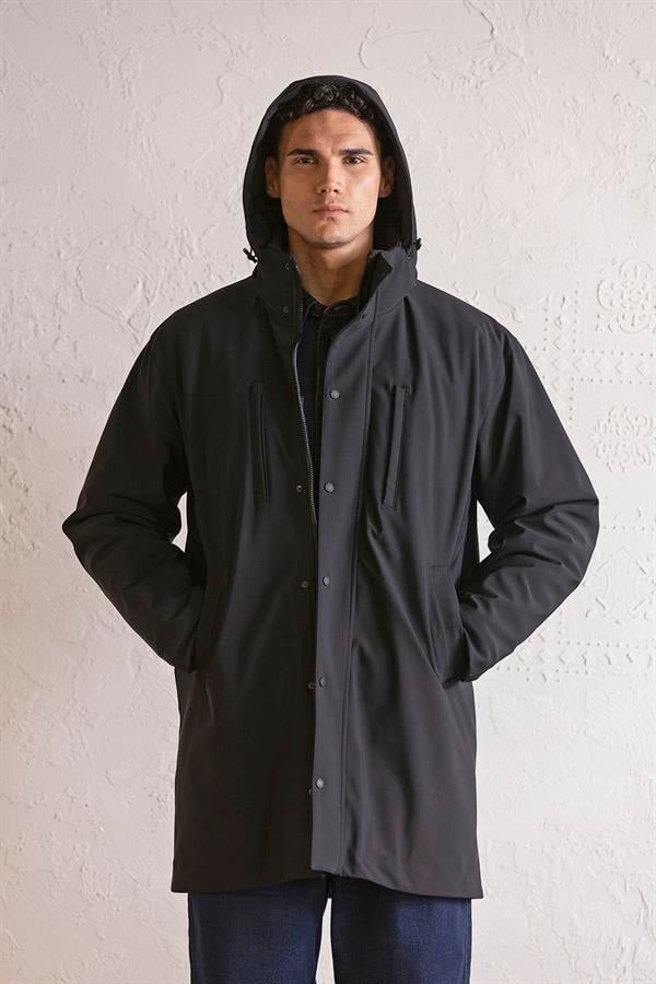GMG Firenze-Kapüşonlu çıtçıt Detaylı Casual Erkek Kaban-KABAN-10-Milagron.com